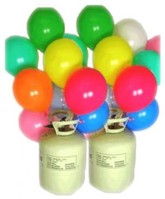 Helium Cilinder met 50 x 9 inch gekleurde ballonnen en wit lint