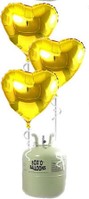 Helium Cilinder met 20 gouden folie hart ballonnen