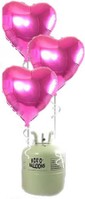 Helium Cilinder met 20 roze folie hart ballonnen