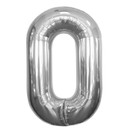 Folie Ballon Zilver cijfer 0 100 cm