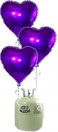 Helium Cilinder 50 met 10 paarse folie hart ballonnen