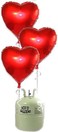Helium Cilinder 50 met 10 rode folie hart ballonnen