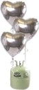 Helium Cilinder 50 met 10 zilveren folie hart ballonnen