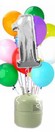 Helium Cilinder 50 met zilveren folie ballon cijfer 1