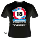 T-shirt verkeersbord 18 jaar